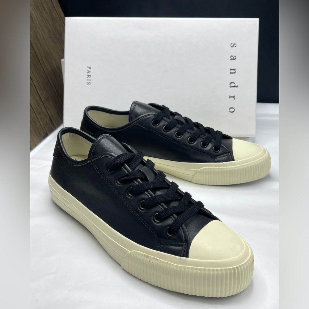 Sandro Black and Cream Sneakers